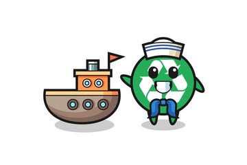 Character mascot of recycling as a sailor man