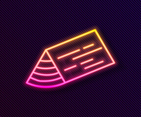 Glowing neon line Wooden beam icon isolated on black background. Lumber beam plank. Vector