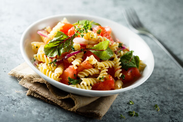 Healthy pasta salad with vegetables