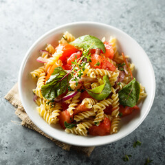 Healthy pasta salad with vegetables