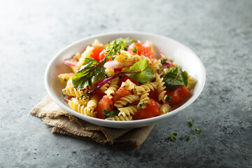 Healthy pasta salad with vegetables