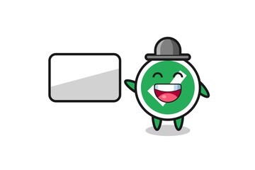 check mark cartoon illustration doing a presentation