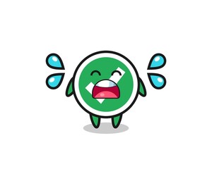 check mark cartoon illustration with crying gesture