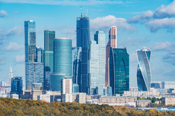 Autumn day view of the business city center. Moscow. Russia.