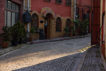トルコ　イスタンブールの旧市街のブルーモスク裏の街並み