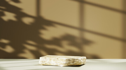 3D rendering of blank product background for displaying fashion and cream cosmetics decorations. Modern podium background for luxury product.