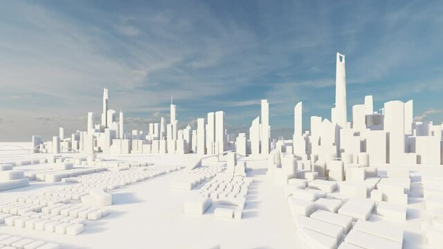 Moving on the city model.-3d rendering.
