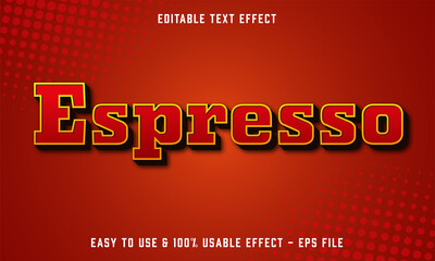 Fototapeta premium Espresso editable text effect template with abstract style use for business brand and food company 