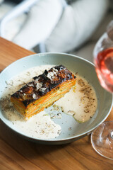 Delicious root vegetables gratin with cheese