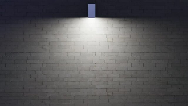 White brick wall with the lamp.-3d rendering.
