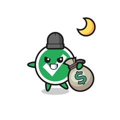 Illustration of check mark cartoon is stolen the money