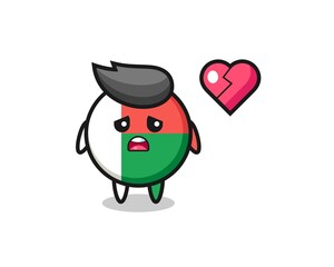 madagascar flag badge cartoon illustration is broken heart