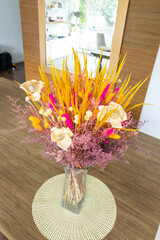 Beautiful and colorful dehydrated flower arrangement