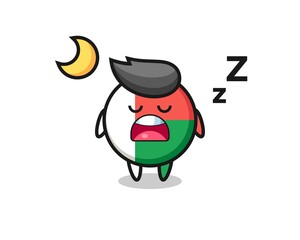 madagascar flag badge character illustration sleeping at night