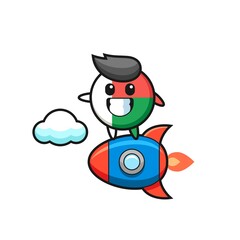 madagascar flag badge mascot character riding a rocket