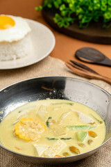 Sayur lodeh  is an Indonesian vegetable soup prepared from vegetables in coconut milk popular in Indonesia. The origin of the dish can be traced to the Javanese people's tradition of Java.