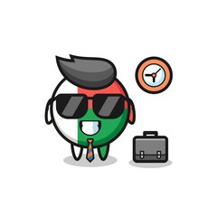 Fototapeta premium Cartoon mascot of madagascar flag badge as a businessman