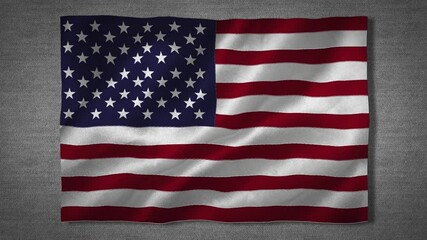 Digital animation of waving american flag against textured grey background