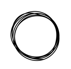 Abstract black circle as line drawing on white as background