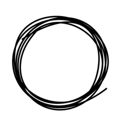 Abstract black circle as line drawing on white as background. Vector