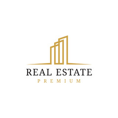 building logo with line style. real estate logo