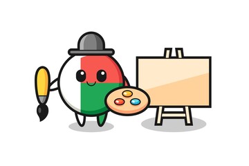 Illustration of madagascar flag badge mascot as a painter