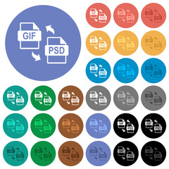 GIF PSD file conversion round flat multi colored icons