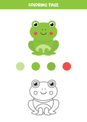 Color cute cartoon frog. Worksheet for kids.