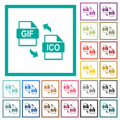 GIF ICO file conversion flat color icons with quadrant frames