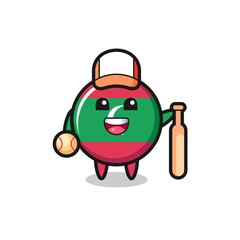 Cartoon character of maldives flag badge as a baseball player