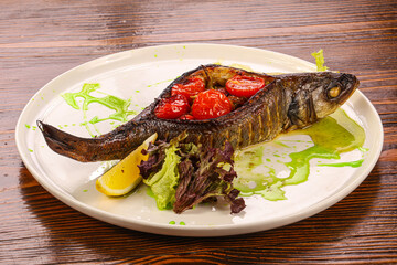 Grilled Trout with vegetables and sauce