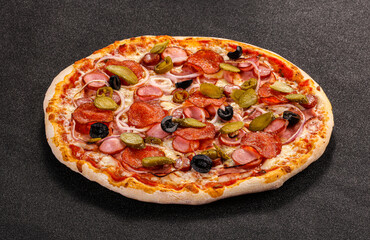 Italian traditional Pizza with sausages