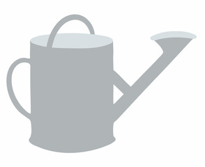 Garden watering can with a handle. Tools and inventory. Isolated vector element on white background. Hand-drawn illustrations