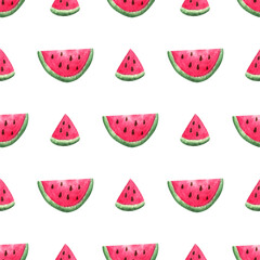 Watercolor watermelons. Seamless pattern