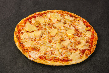 Pizza with chicken and pineapple