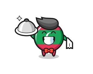 Character mascot of maldives flag badge as a waiters