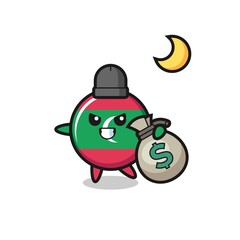 Illustration of maldives flag badge cartoon is stolen the money
