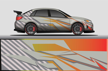Fototapeta premium Car livery wrap decal, rally race style vector illustration abstract background