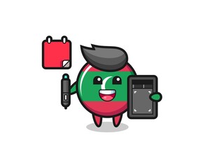 Illustration of maldives flag badge mascot as a graphic designer