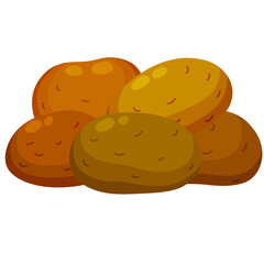 Potato. Brown root vegetable. Heap of Natural farm product. Flat illustration