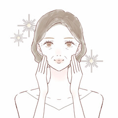 中年女性の正面・バストアップ　スキンケアのイメージ