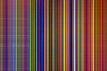LCD television with broken screen and colorful stripes