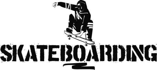 silhouette of a jumping skateboarder person 