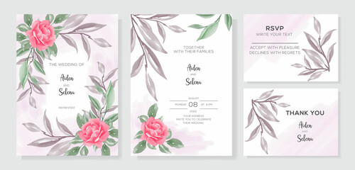 Watercolor Floral Wedding Invitation Suite 