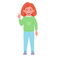 Girl with braces on teeth. Elementary school student. Vector illustration