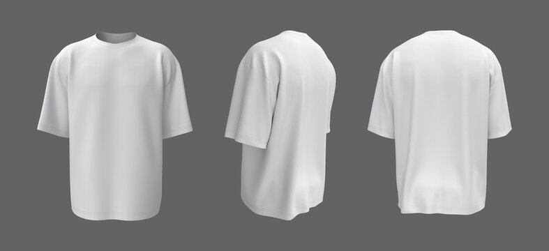 White t-shirt front back template realistic 3d Vector Image
