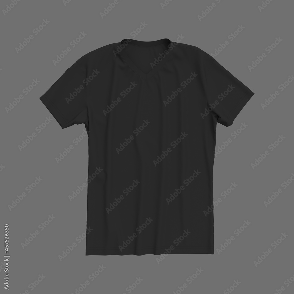 Sticker Blank t-shirt mockup in front view, design presentation for print, 3d illustration, 3d rendering