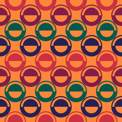 Circles ornament. Seamless pattern. Geometric background. Polka dots motif. Ethnic wallpaper. Geometrical backdrop. Contemporary digital paper. Folk web designing. Tribal textile print. Vector work