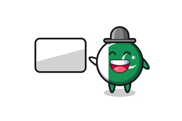 pakistan flag cartoon illustration doing a presentation