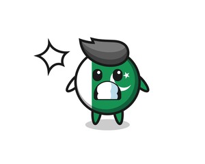 pakistan flag character cartoon with shocked gesture
